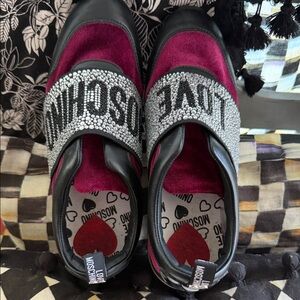 Burgundy Black and silver sparkle Size 37   LOVE MOSCHINO